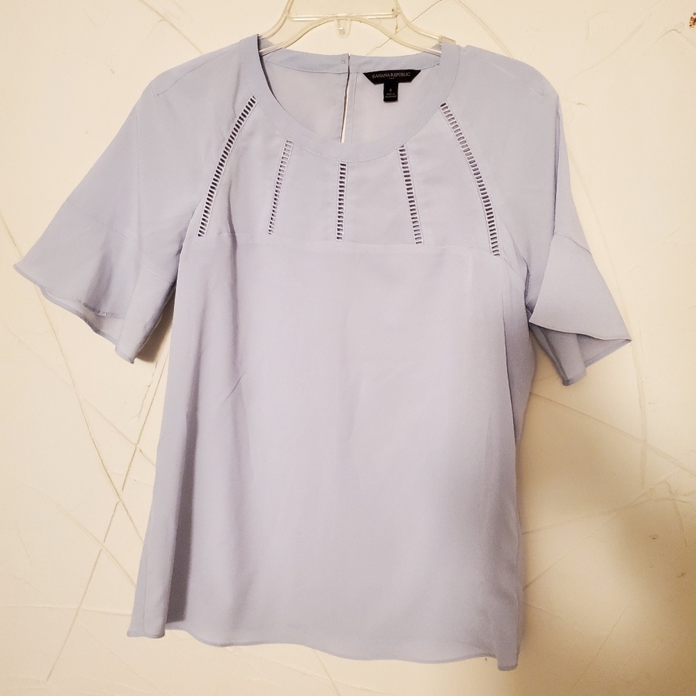 Banana Republic Factory Pale Blue Blouse Top with Cutouts